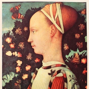 Pisanello &quot;A Princess of Este&quot; | Lithograph after | vintage print | The ONLY one with CERTIFICATE of Guarantee, NOTARY Document and Stamp