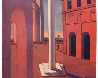 Giorgio de Chirico "Piazza D'Italia" Vintage after-print lithograph - THE ONLY one with CERTIFICATE of Guarantee, NOTARY document, Dry stamp