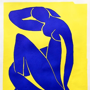 Henri Matisse "Desnudo azul sobre fondo amarillo" | Litografía según 50x70 | Con CERTIFICADO de Garantía, Sello de Documento de NOTARIO