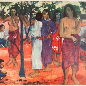 Paul Gauguin "Navio Navio Mahana" | Litografia depois | impressão vintage dos anos 60 | O ÚNICO com CERTIFICADO DE FIANÇA, Documento TABELIÃO, Carimbo