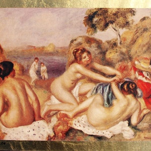 ピエール＝オーギュスト・ルノワール「三人の海水浴者」 | ピエール・オーギュスト・ルノワール22Kゴールドのアフターリトグラフ。 15x12 cm 保証証明書、公証書、スタンプ付き