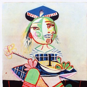 Pablo Picasso "Maya con un barco" | Litografía según | impresión vintage | El ÚNICO con CERTIFICADO de Garantía, Documento NOTARIAL y Sello