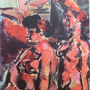 Georges Rouault "The Two Girls" Lithograph after -vintage print from the 70s- THE ONLY ONE with CERTIFICATE of Guarantee, NOTARY Document and Stamp