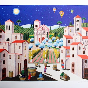 Paolo Proietti &quot;Autumn in Assisi&quot; | Original lithograph cm. 50x70 (inches 19.68&quot; x 27.55&quot;)