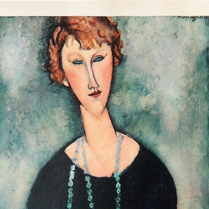 Amedeo Modigliani "Retrato de la Sra. Menier" Litografía según época - LA ÚNICA con CERTIFICADO de Garantía, Documento de NOTARIO y Sello