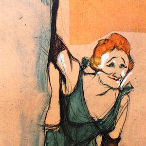 Toulouse Lautrec "Yvette Guilbert saludando al público" |  Litografía según | El ÚNICO con CERTIFICADO de Garantía, Documento NOTARIAL y Sello