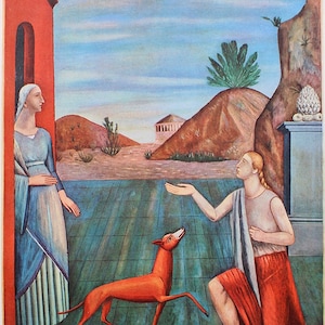 Carlo Carrà &quot;The Daughters of Lot&quot; | Lithograph after | Vintage print | The ONLY one with a Certificate of Guarantee, Notarial Document, and Stamp