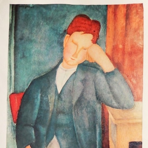 Amedeo Modigliani “Il giovane apprendista" Litografia after- vintage - L'UNICA con CERTIFICATO di Garanzia, Documento NOTARILE e Timbro
