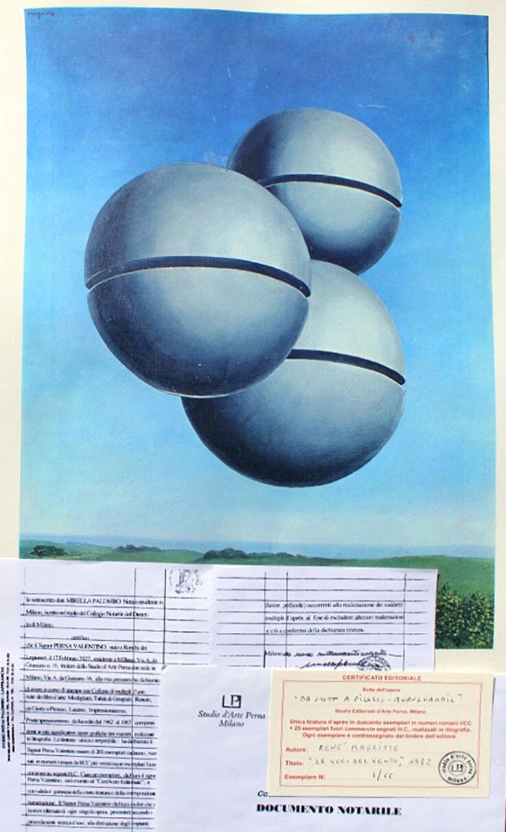ルネ・マグリット「風の声」リトグラフ ヴィンテージ 70 年代プリント