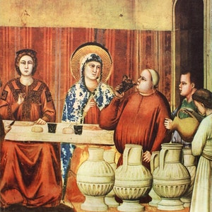 Giotto "Bodas en Canaá" | Litografía después | impresión vintage de los años 60 | El ÚNICO con CERTIFICADO de Garantía, Documento de NOTARIO y Sello
