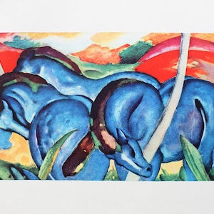 Franz Marc "Los grandes caballos azules" | Litografía después | impresión de la vendimia | El ÚNICO con CERTIFICADO de Garantía, Documento de NOTARIO y Sello