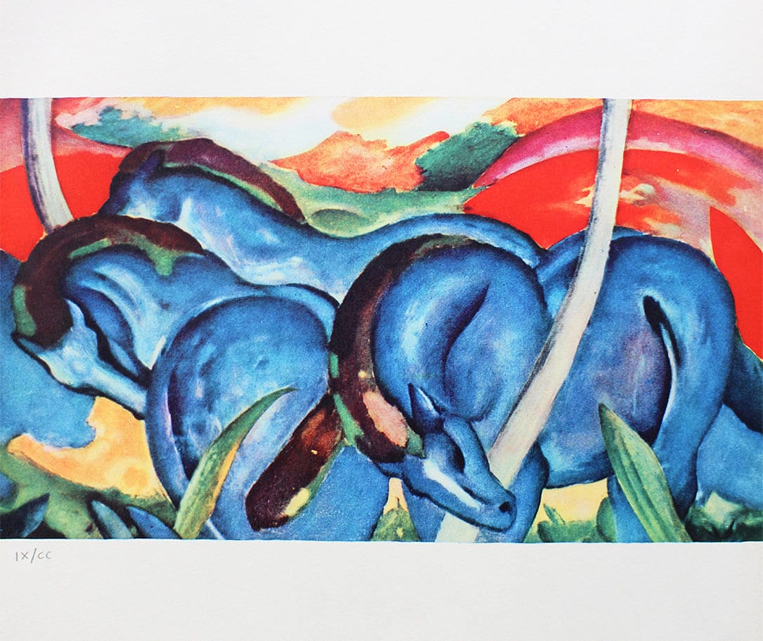 フランツ・マルク「青い馬 Ⅰ」【フレームサイズ 32×26cm】 Large blue Horses | フランツ・マルク Franz Marc | 絵画