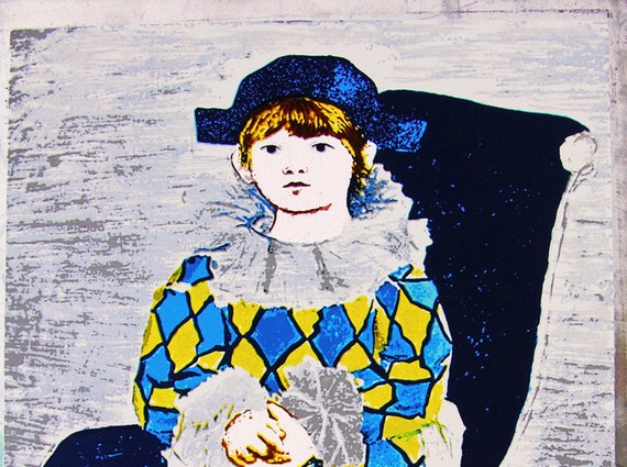 Pablo Picasso paul Dressed as a Clown Silkscreen on Silver Plate Cm 16x23 With CERTIFICATE of Guarantee, NOTARY Document - Etsy Pablo Picasso paul Dressed as a Clown Silkscreen on Silver Plate Cm 16x23 With CERTIFICATE of Guarantee, NOTARY Document - Etsy