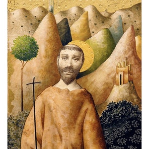 Paolo Grimaldi &quot;Saint Francis&quot; | Original lithograph, 50 x 70 cm (19.68&quot; x 27.55”)