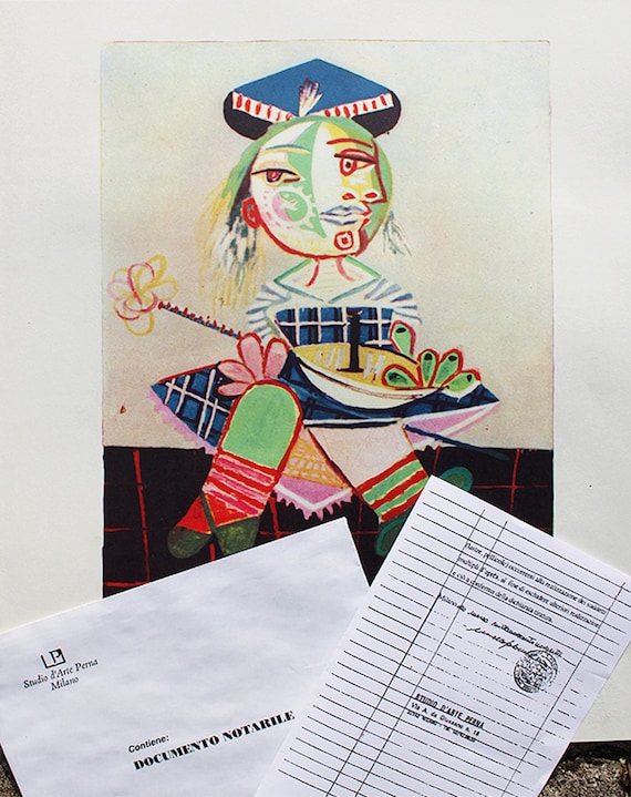 Pablo Picasso 版画 2/100 証明書付き Pablo Picasso 版画 2/100 証明書付き パブロ ピカソ「鳩」作品証明書