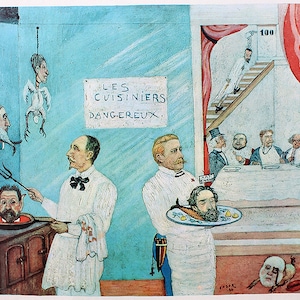 James Ensor &quot;The Dangerous Cooks&quot; | Lithograph after | vintage print | The ONLY one with CERTIFICATE of Guarantee, NOTARY Document and Stamp