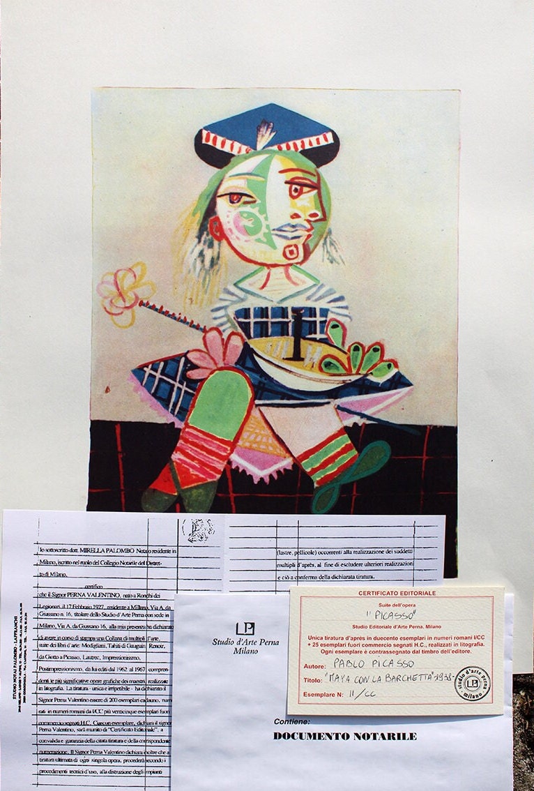 パブロ・ピカソ「船を持つマヤ」｜リトグラフ｜ヴィンテージプリント