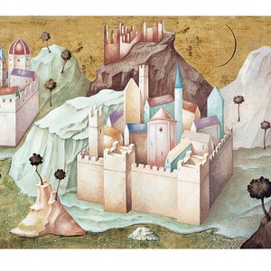 Paolo Grimaldi "Roma, Assis e Florença" | Litografia original cm. 54x101 (polegadas 21,25" X 39,76")