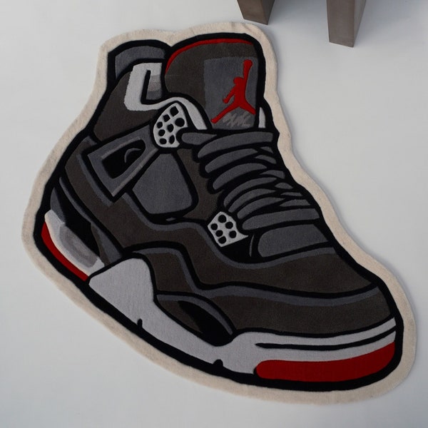 Air Jordan 4 Nike handgemaakt vloerkleed - hand getuft vloerkleed voor sneakerheads - op maat gemaakt vloerkleed