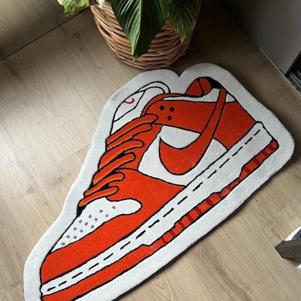 Orange Dunk Low Sneaker Rug, Sneakerhead, Handmade gift, Cute Rug, Carpet for Teens Bedroom Decoration, Sneakerhead, kids, gift for him