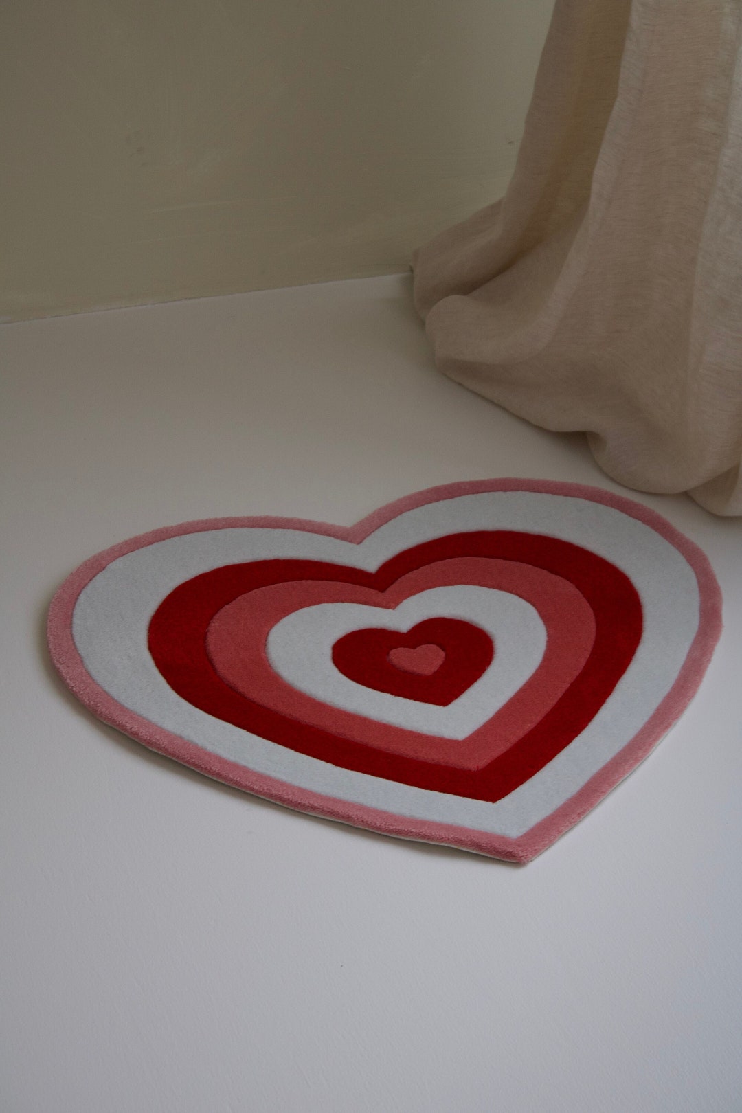 Heart Handmade Rug Powerpuff Girls Rug for Bedroom, Soft Handtufted Rug for Home Decoration