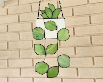Stained Glass Succulent Window Hanging, Stained Glass Window Panel, Stained Glass Window Hanging, Suncatcher Plant , Window Hanging Decor.