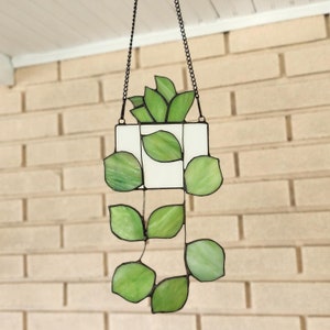 Stained Glass Succulent Window Hanging, Stained Glass Window Panel, Stained Glass Window Hanging, Suncatcher Plant , Window Hanging Decor.