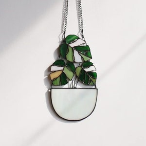 Stained Glass Monstera Window Hanging, Stained Glass Window Panel, Stained Glass Window Hanging, Suncatcher Plant , Window Hanging Decor Art