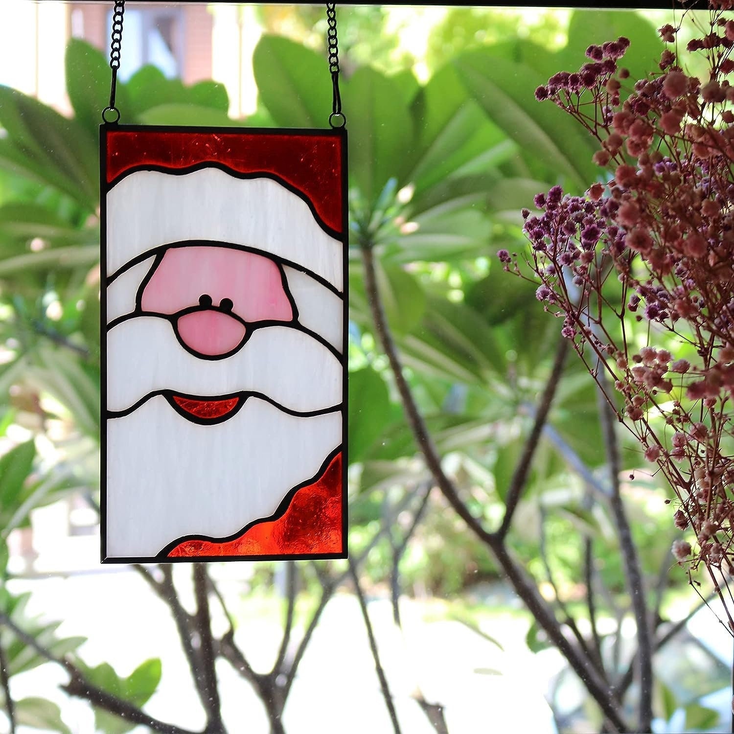 Stained Glass Santa Window Hanging Suncatcher, Custom Christmas Gift ...