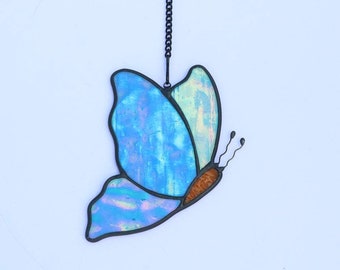 Stained Glass Butterfly Window Hanging Suncatcher Home decor, Glass Butterfly Garden Decor, Wall Hanging Garden Insects. Custom Gift for Her