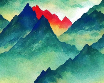 Watercolour Mountain Digital Art