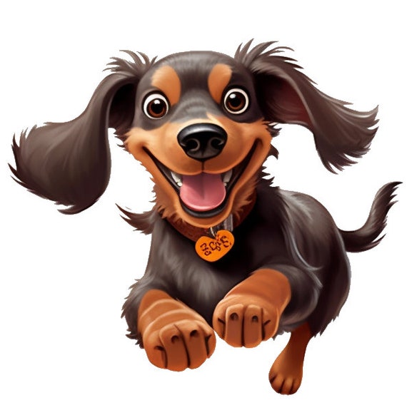 Cute Cartoon Dachshund Sausage Dog digital Download Etsy