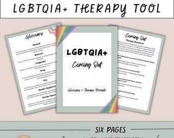 LGBTQIA+ Therapy Guide | Glossary of Gender & Sexuality Terms + Coming Out Prompts | Printable Counseling Tool PDF