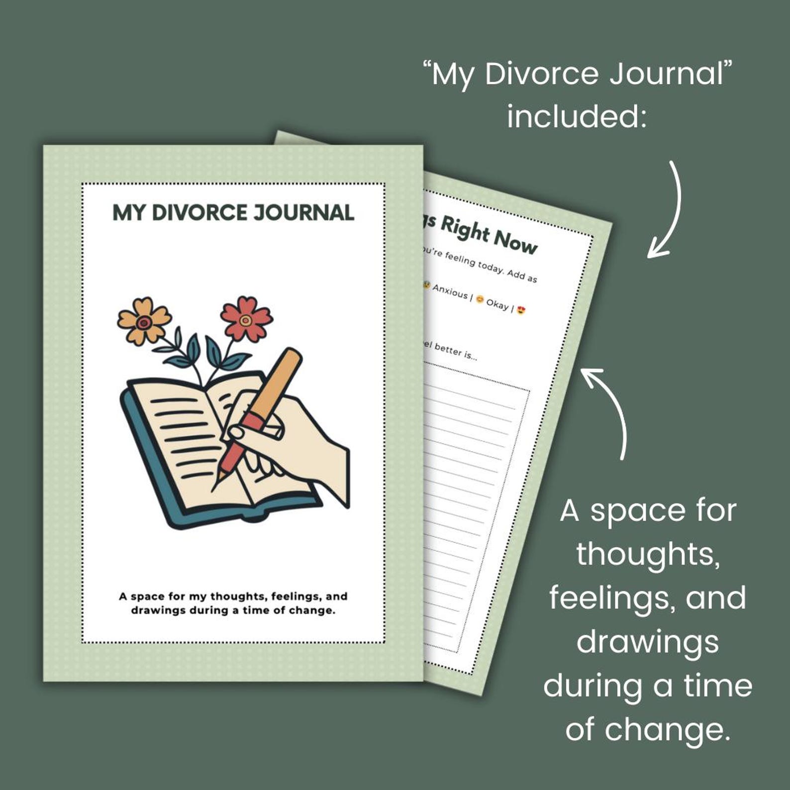 Divorce Therapy Guide for Kids & Teens | Printable Journal, Worksheets ...