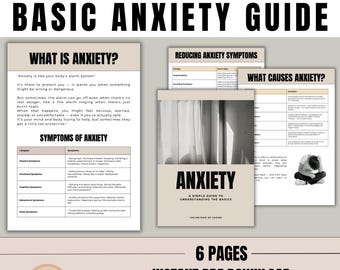 Angst Arbeitsbuch PDF | Psychische Gesundheit Printable | Therapieanleitung zur Angstlinderung | Digitales eBook zum Verstehen von Angst | SEL