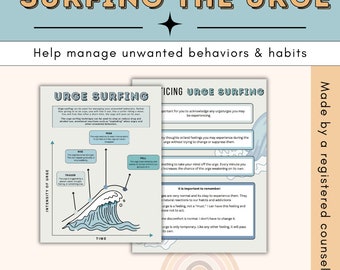 Urge Surfing Worksheet | DBT-Inspired Mindfulness Tool for Impulse Control, Addiction, and Emotional Regulation | PDF Download