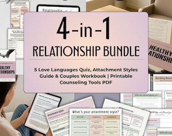 Relationship Therapy Bundle | 5 Love Languages Quiz, Attachment Styles Guide & Couples Workbook | Printable Counseling Tools PDF