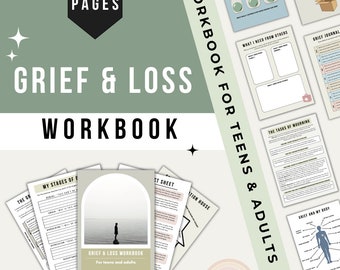 Grief Workbook for Teens & Adults, Stages of Grief Worksheets, Primary and Secondary Loss, Grief Journal, Grief Response