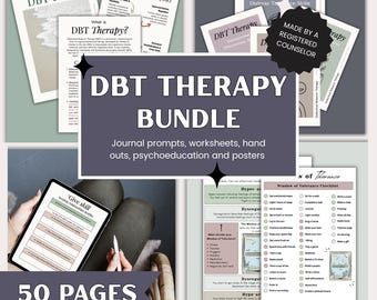 DBT Therapy Bundle | Printable DBT Worksheets, Skills Handouts & Journal Prompts | Digital Mental Health Toolkit