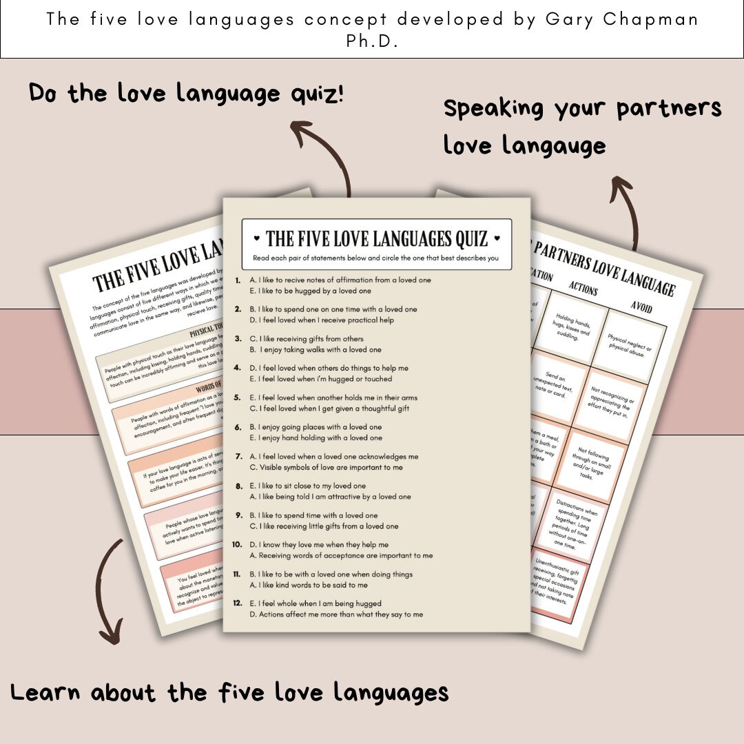 Couples 5 Love Languages, Marriage Counseling, Relationship Worksheets ...
