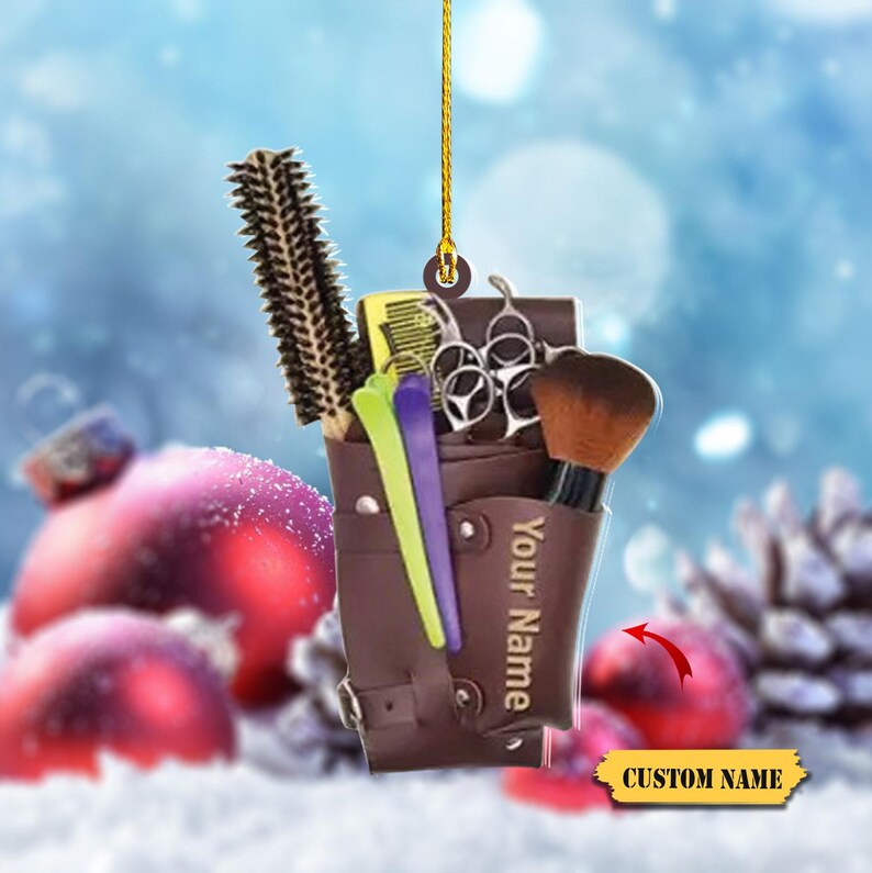Personalized Name Hair Stylist Tool Christmas Ornament, Custom Hair