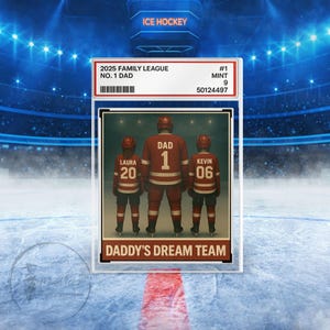 Plaque de bloc acrylique personnalisée pour papa n ° 1, carte à collectionner, cadeau de fête des pères pour amateur de hockey, joueur de hockey, cadeau pour mari de hockey