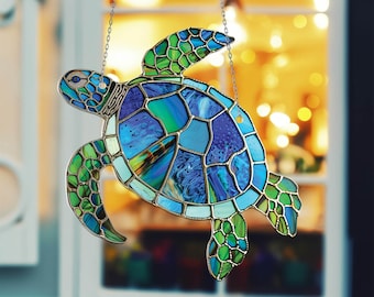 A Sea Turtle Acrylic Window Hanging, Acrylic Window Hanging, Gift For Turtle Lover, Turtle Home Decor, Gift For Dad, Dad Gift, Turtle Gift