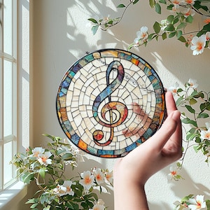 Musical Stained Glass Suncatcher: Music Decor Gift