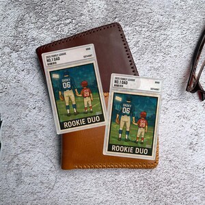 Tarjeta coleccionable de béisbol n.° 1 para papá e hijos, estilo 2D, tarjeta personalizada para billetera de papá, regalo para el Día del Padre, tarjeta familiar personalizada con figura.
