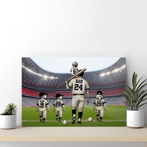 Retro Vintage Baseball Daddy's Dream Team Unframe 2D Canvas, Father's Day Gift for Dads, Baseball Dad Gift, Baseball dad lovers