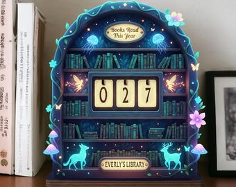 Personalized Wooden Books Read Tracker, Home Library Decor