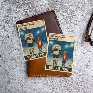 Hockey n° 1 papa grand-père homme et enfants à échanger carte portefeuille personnalisée style carte acrylique, cadeau d'anniversaire de fête des pères pour joueur de hockey