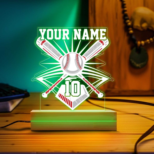 Baseball Sports Fan Lamps Light Up, Custom Led Light, Featuring Licensed, Baseball Gift, Gift For Baseball Lover,Gift Baseball Player Active