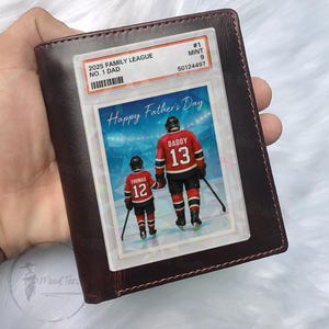 Hockey n° 1 papa grand-père homme et enfants à échanger carte portefeuille personnalisée style carte acrylique, cadeau d'anniversaire de fête des pères pour joueur de hockey